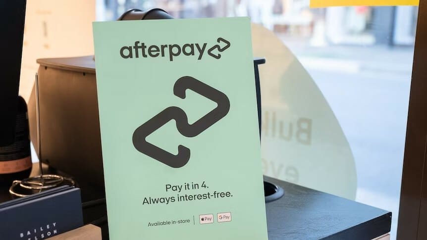 afterpay stand in a store room